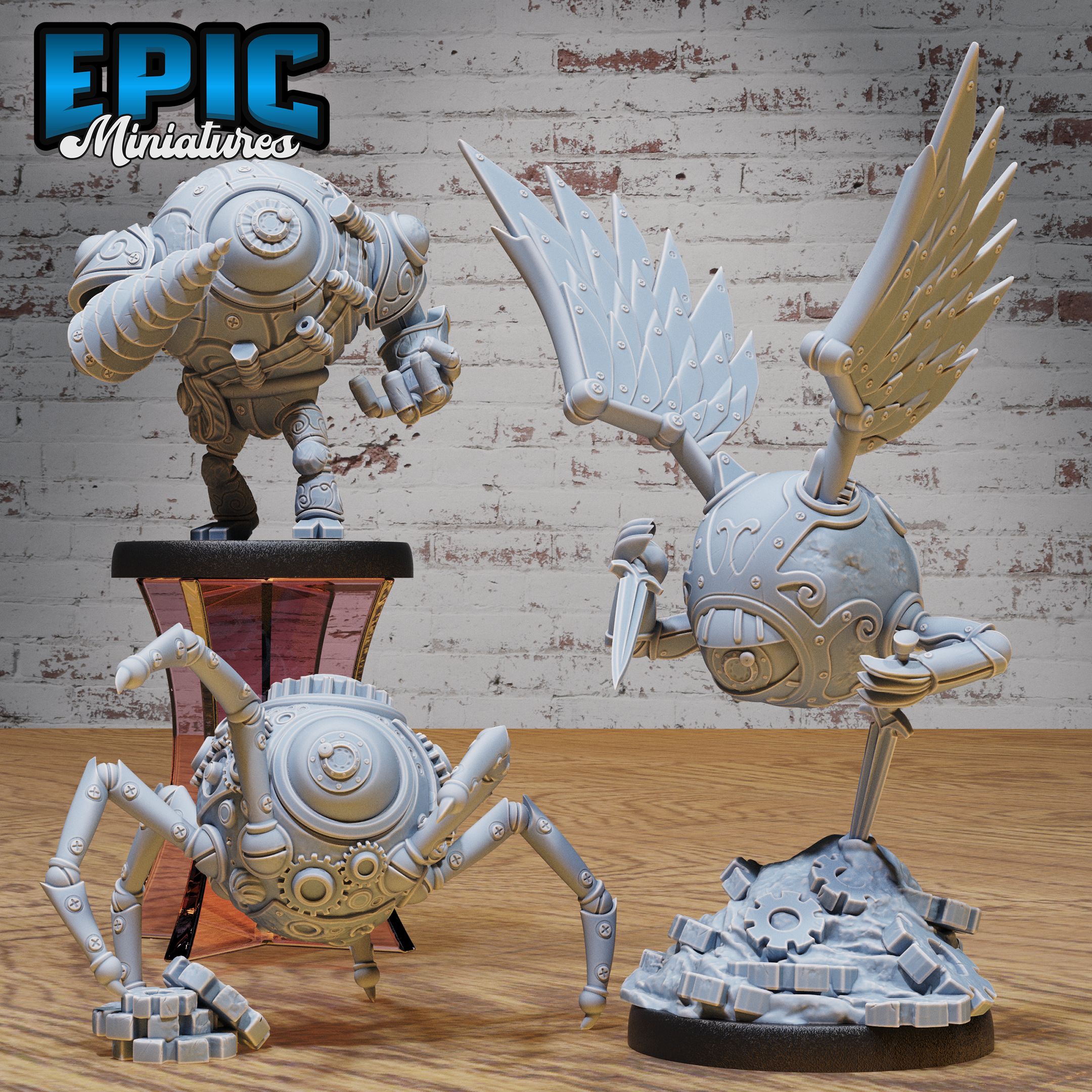 Clockwork Mono Drone Set / Steam Servant / Warrior Control Mechanism / Infantry Machine / Humanoid Steampunk Battle Construct / Evil Steel Fighter / Automaton Fighter / War Robot / Society Technology Encounter